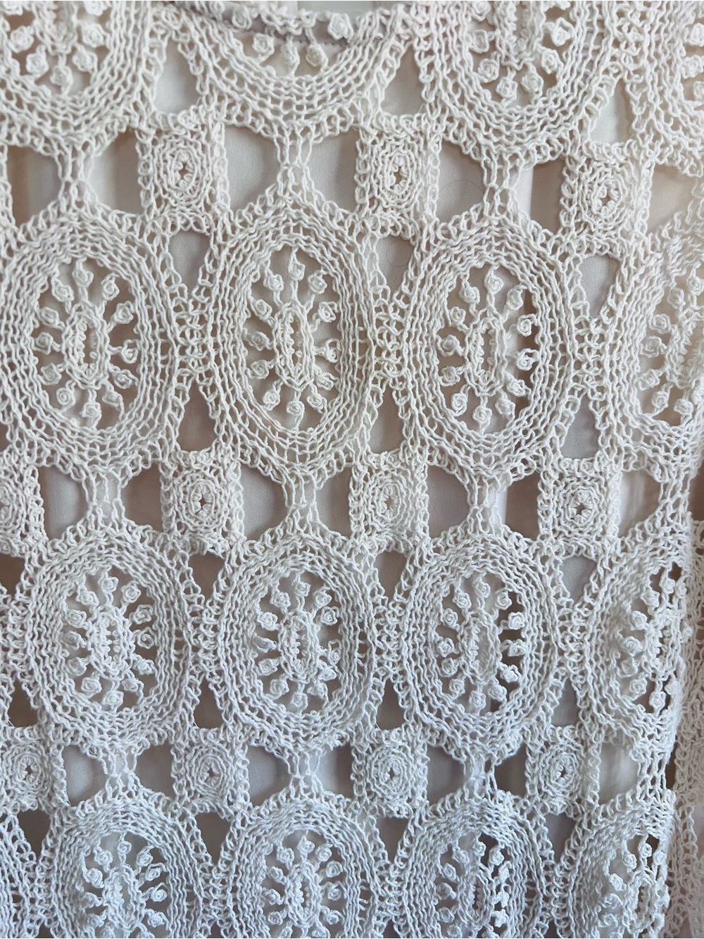 Vince Camuto Ivory Crochet Lace Maxi Dress Lined Sleeveless XL Boho Wedding - Picture 4 of 11
